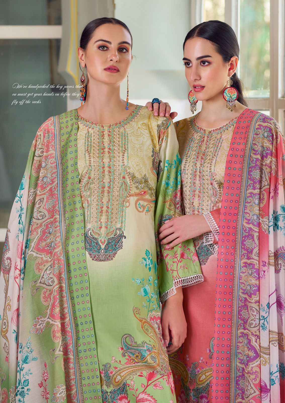 The Hermitage Shop Meraki Pure Lawn Dress Material (6 Pc Catalog)