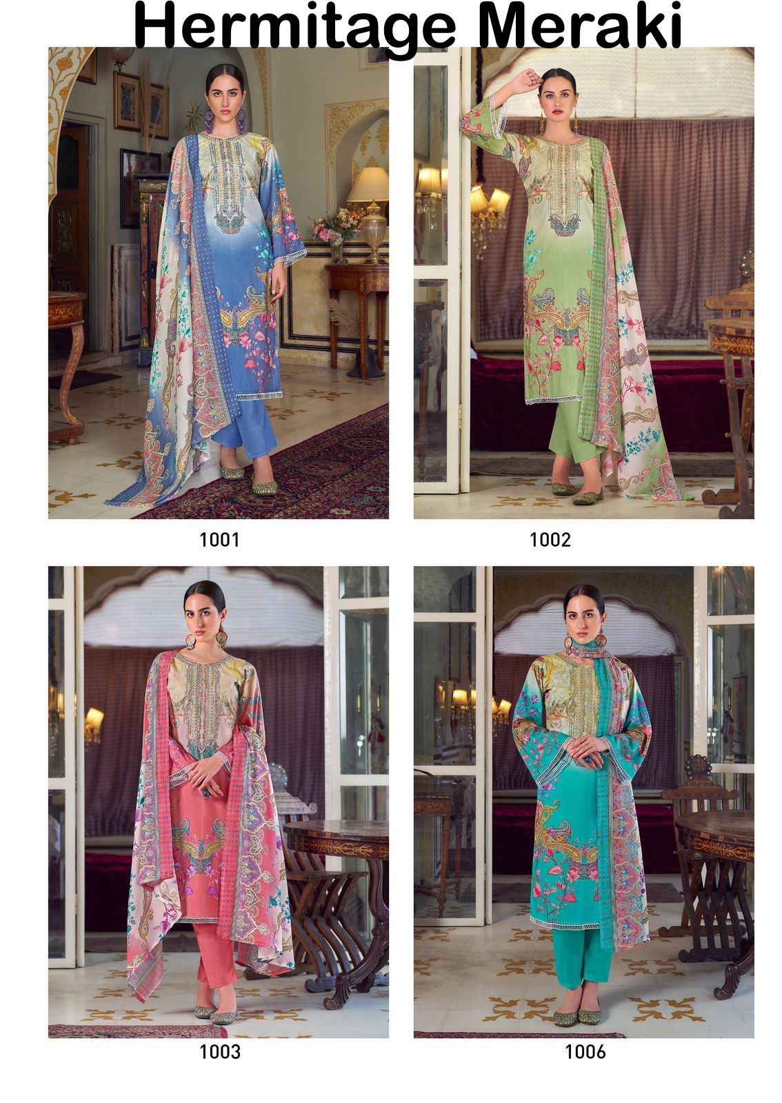 The Hermitage Shop Meraki Pure Lawn Dress Material (6 Pc Catalog)