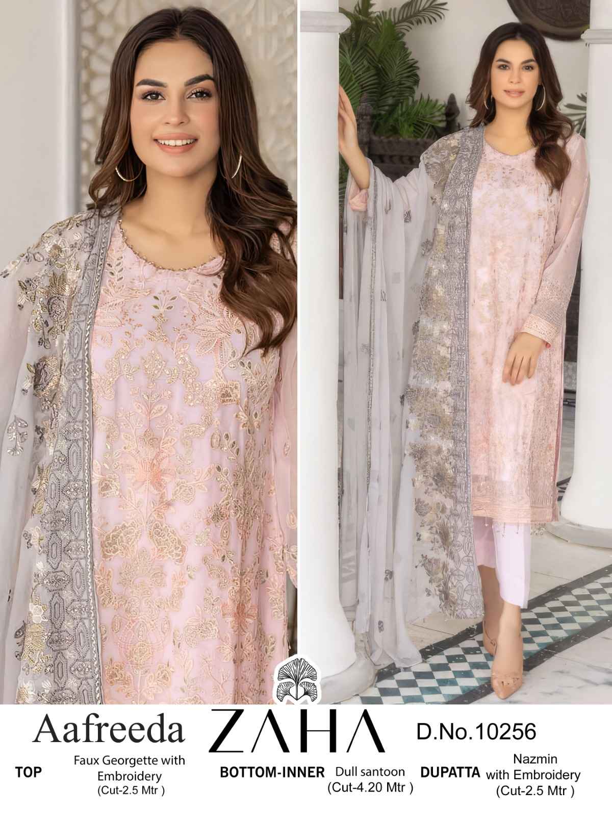 Zaha Aafreeda Vol -1 Faux Georgette Dress Material (3 pcs Catalogue)