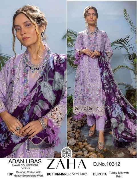 Zaha Adan Libas Vol 2 Cotton Dress Material 3 pcs Catalogue