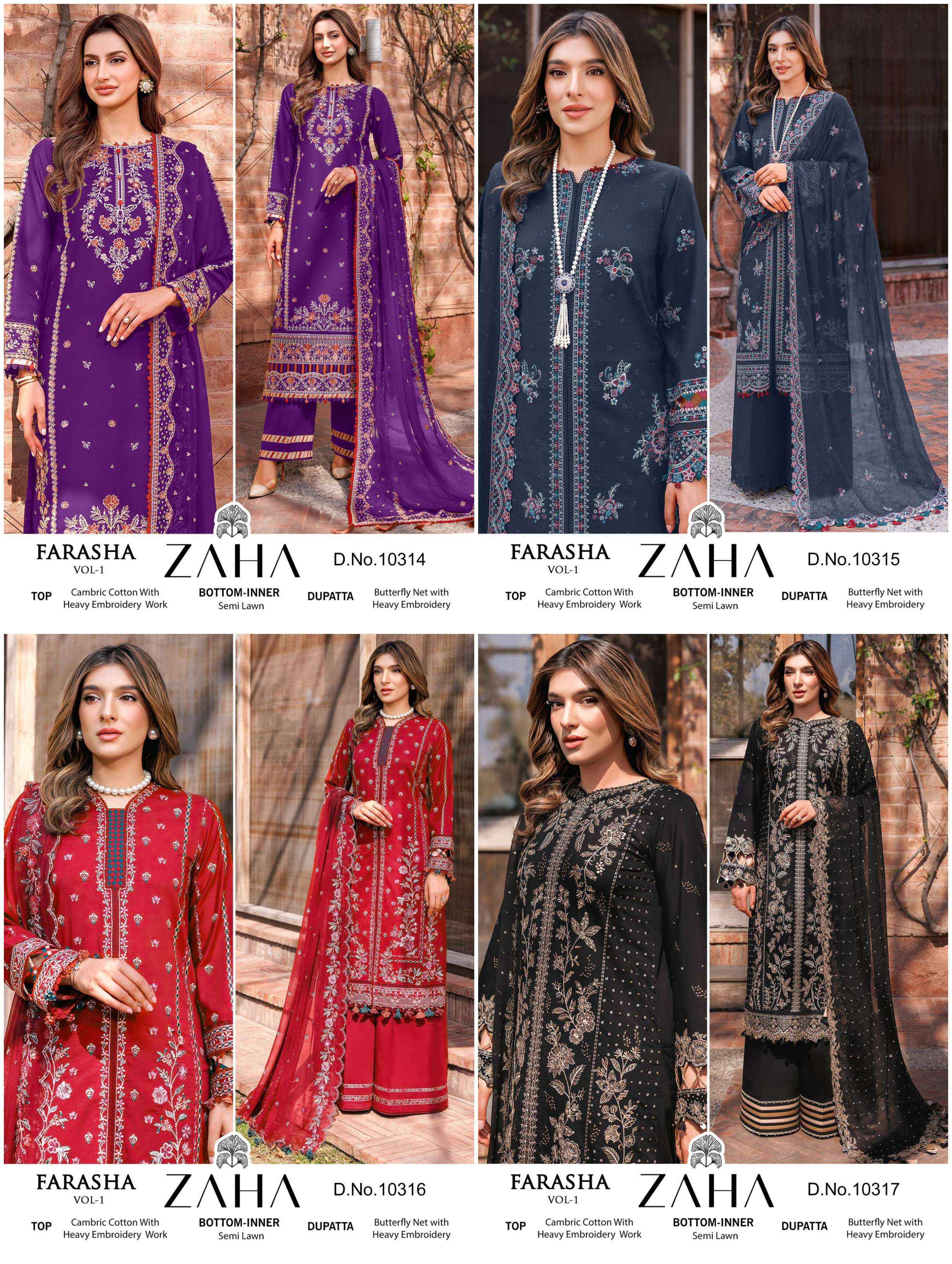 Zaha Farasha Vol 1 Cotton Dress Material 4 pcs Catalogue