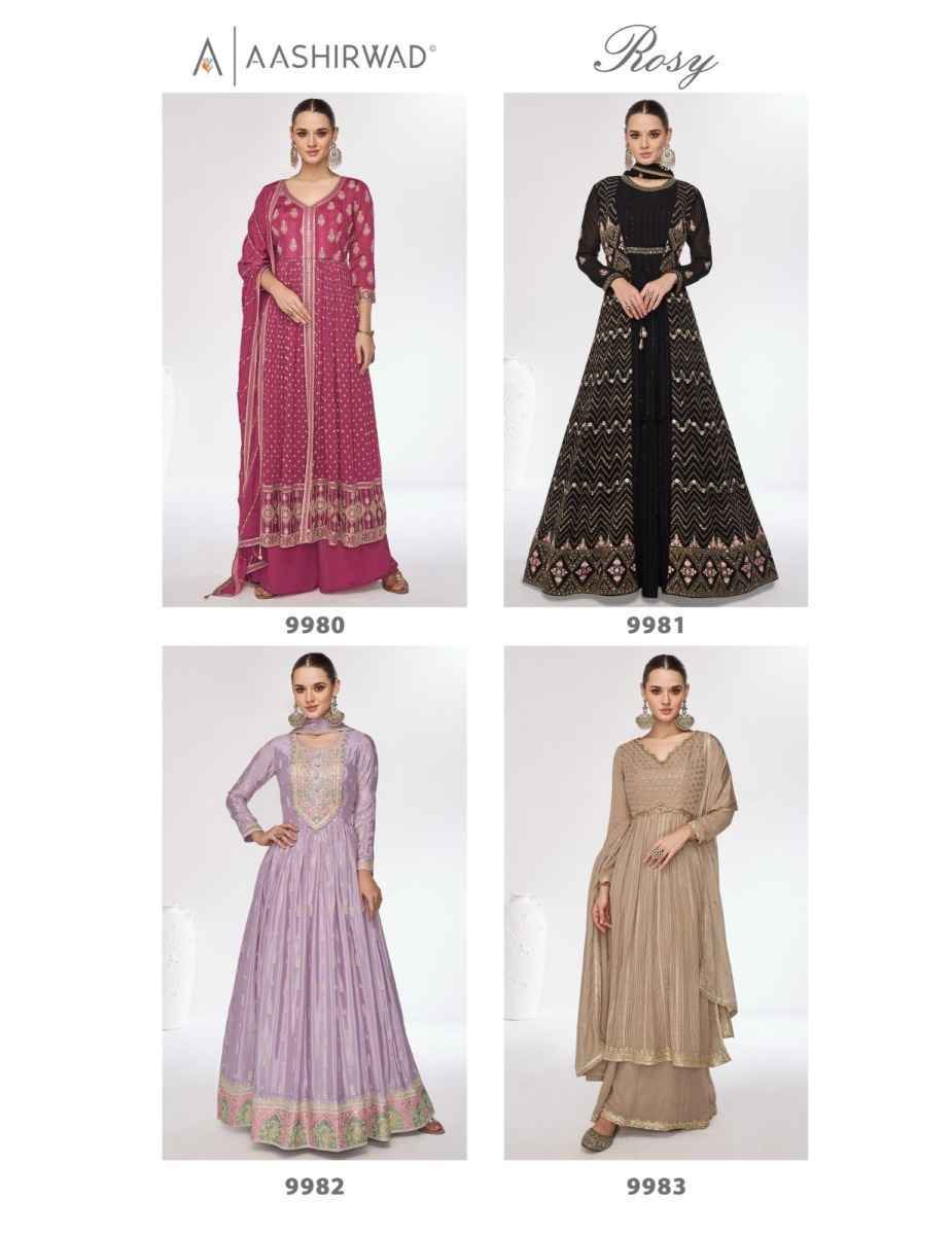 Aashirwad Creation Rosy Georgette Readymade Suit (4 pcs Catalogue)