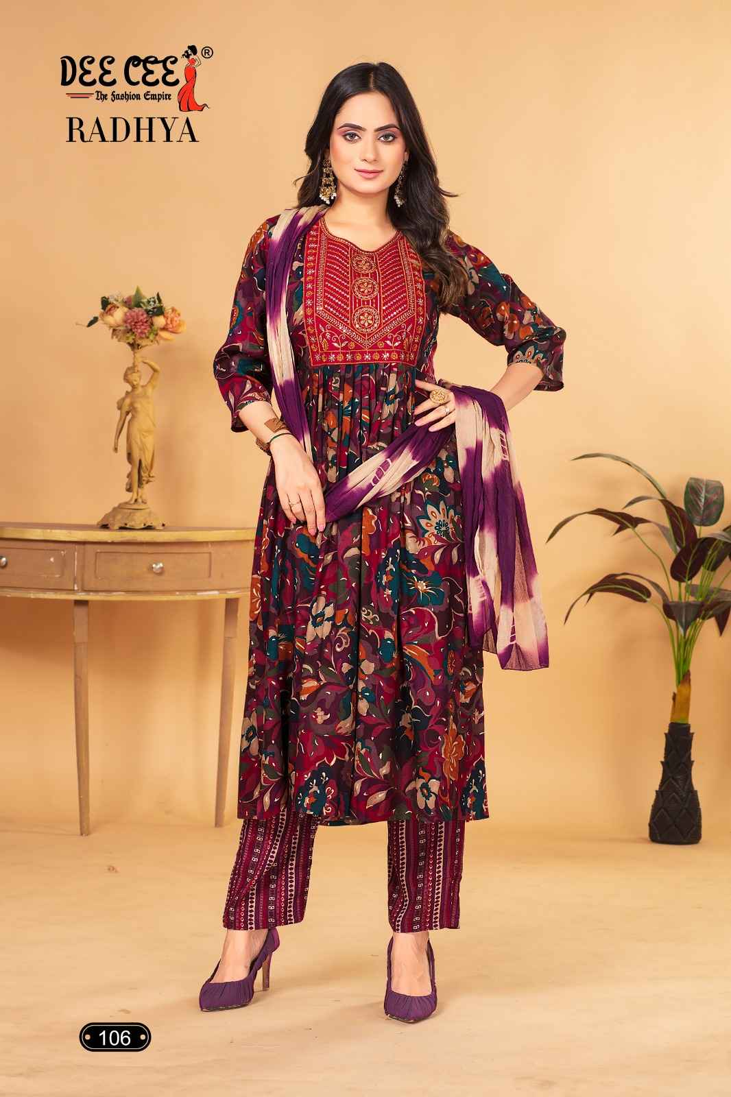 Dee Cee Radhya Rayon Foil Print Readymade Suit (06 Pc Catalog)