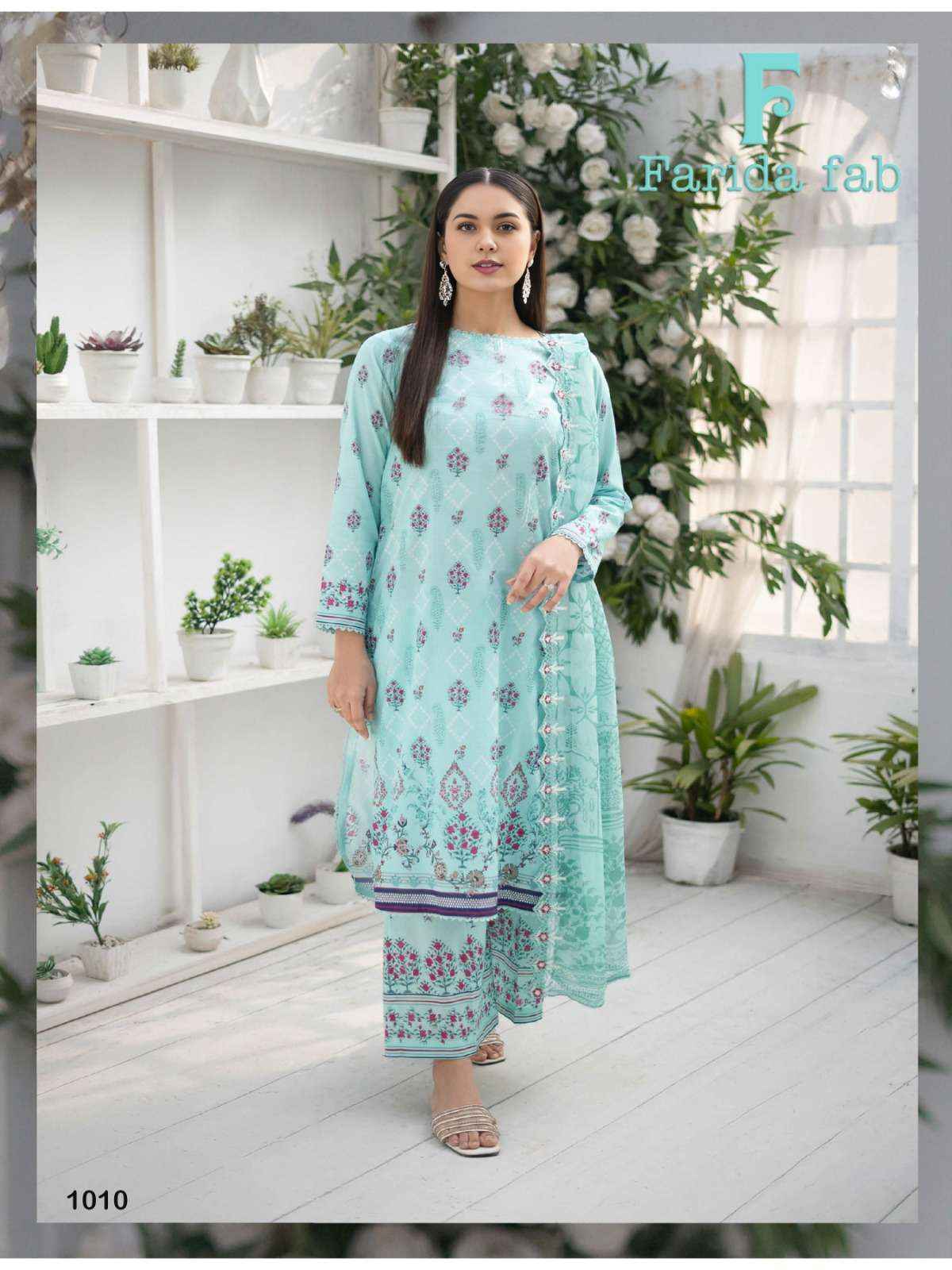 Farida Fab Spriing Summer Cotton Dress Material 10 pcs Catalogue