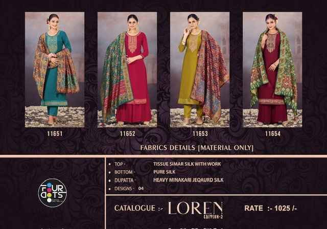 Fourdots Loren Edition 2 Tussue Silk Dress Material 4 pcs Catalogue