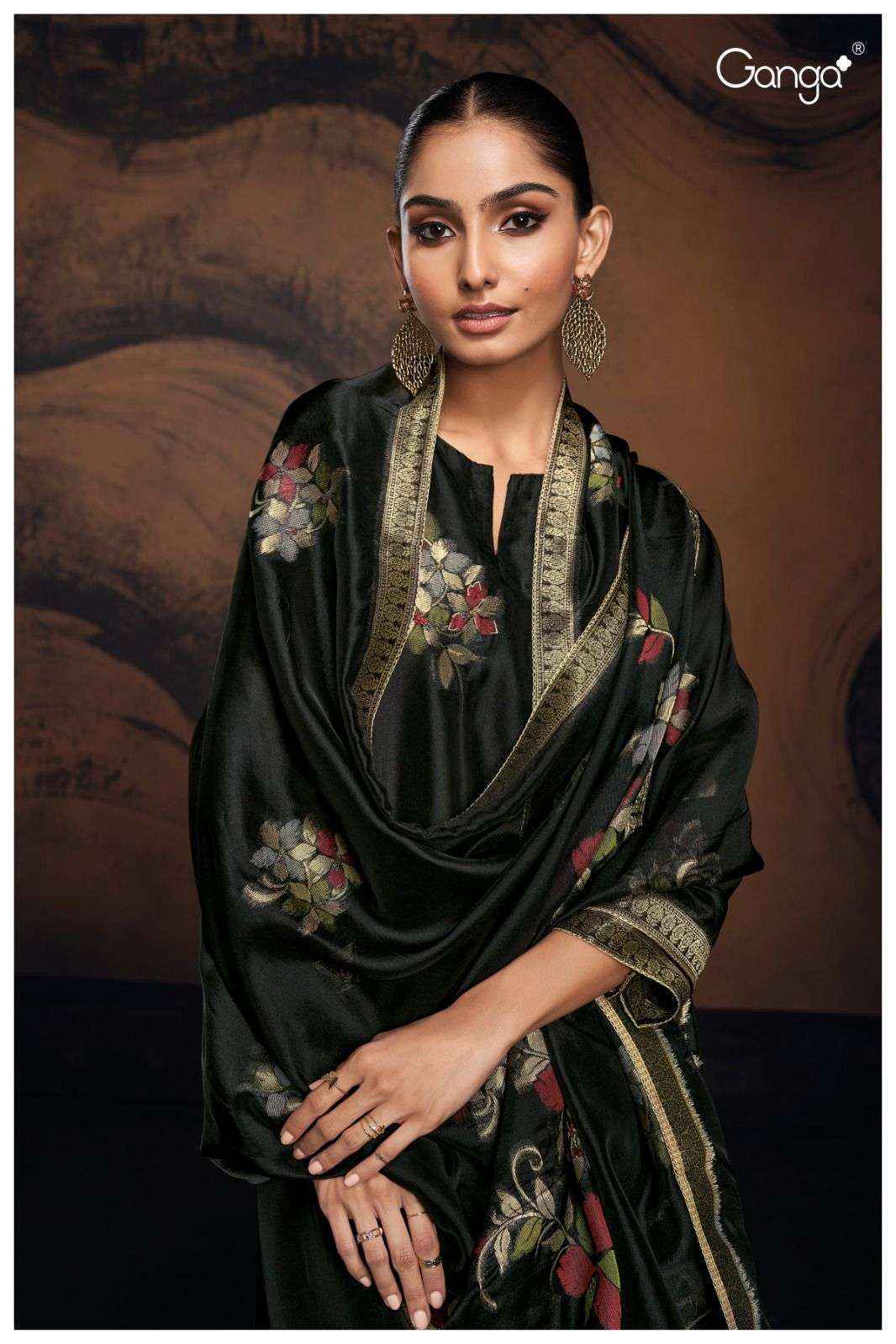 Ganga Evania -2478 Jacquard Silk Dress Material (06 Pc Catalog)