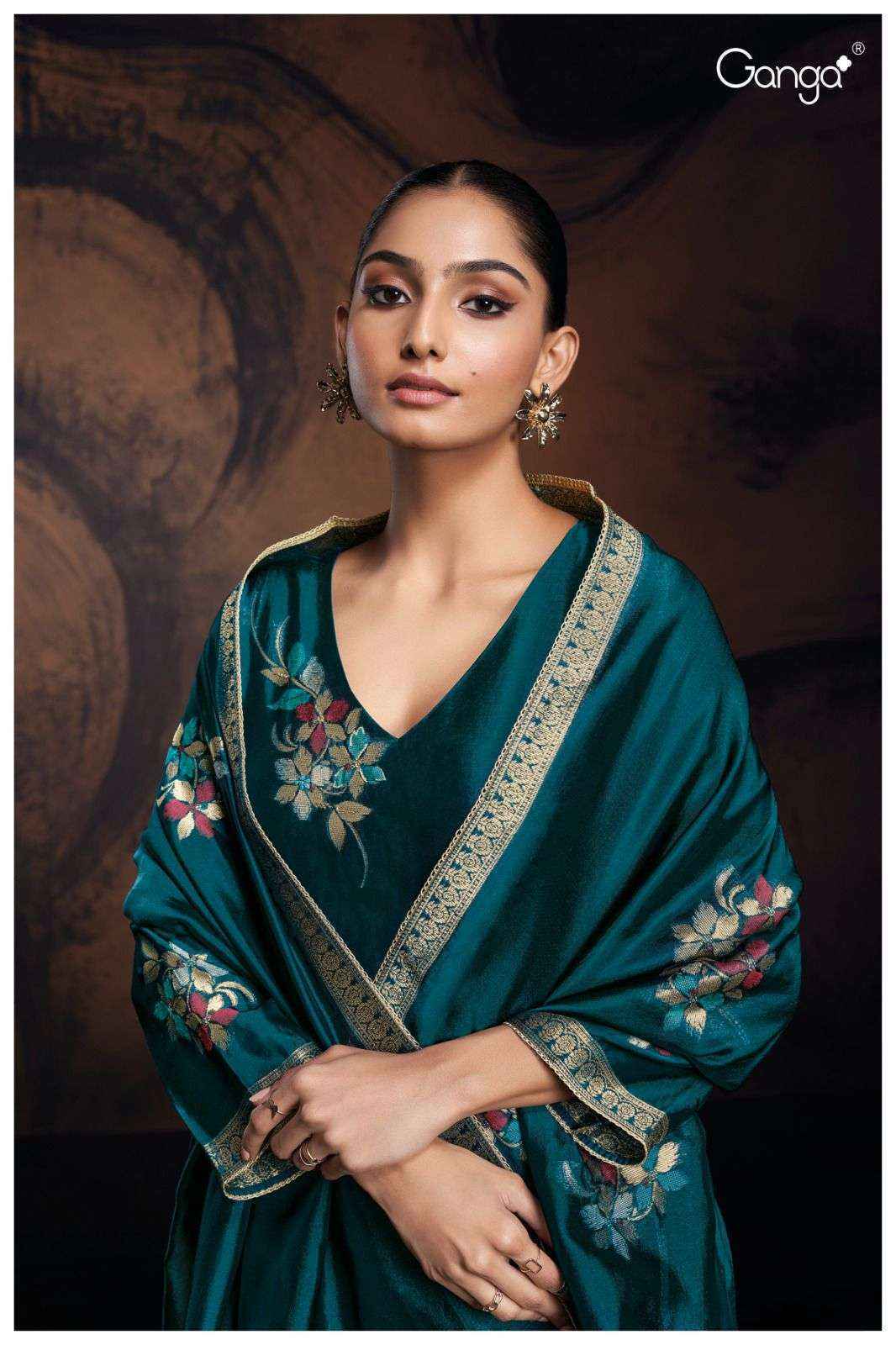 Ganga Evania -2478 Jacquard Silk Dress Material (06 Pc Catalog)