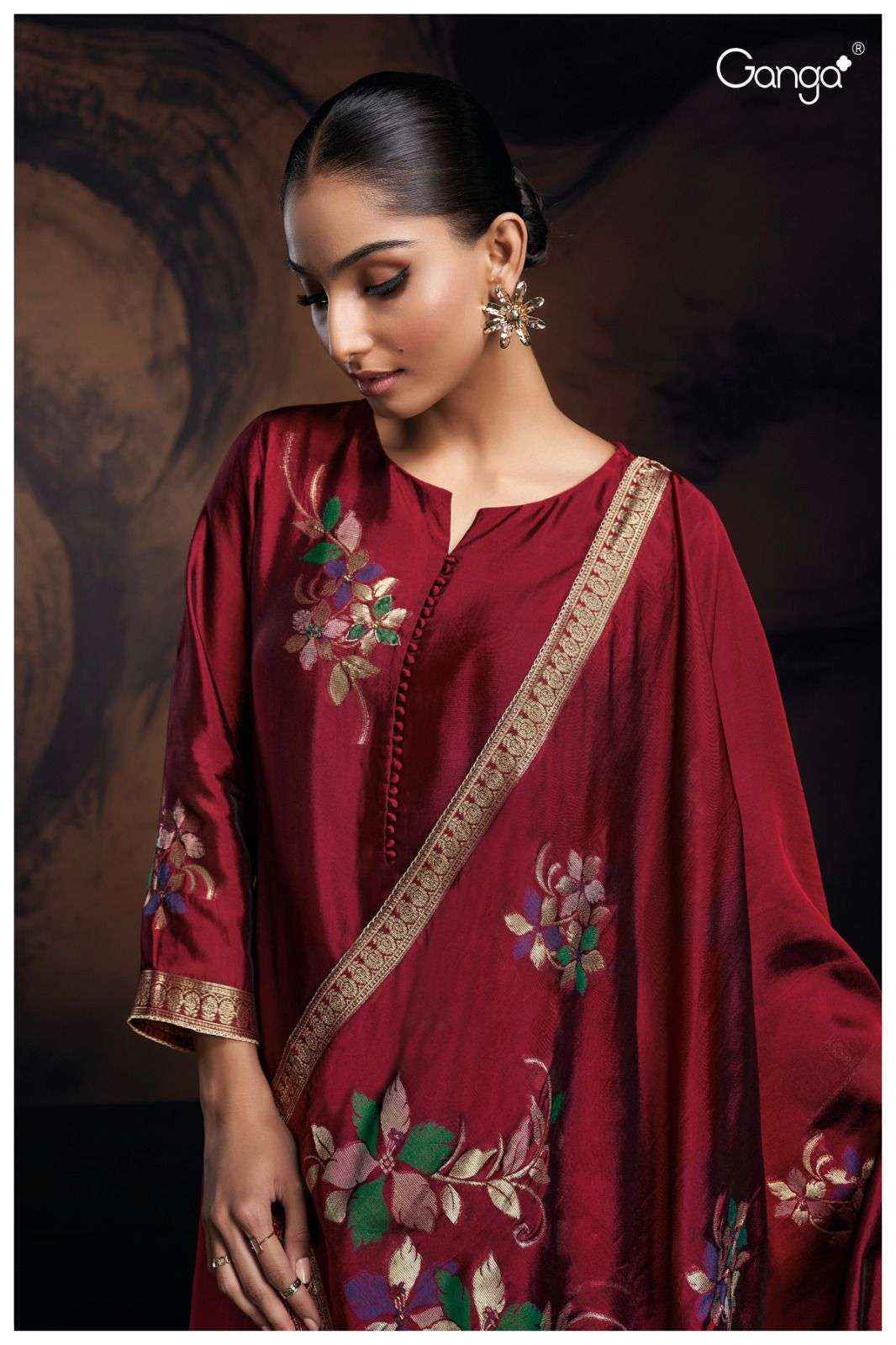 Ganga Evania -2478 Jacquard Silk Dress Material (06 Pc Catalog)