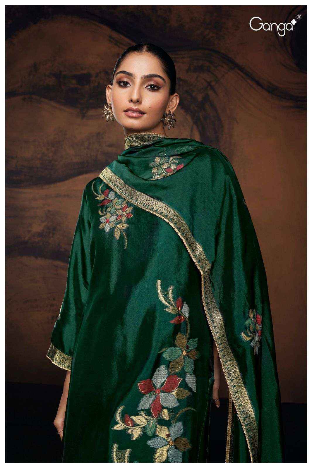 Ganga Evania -2478 Jacquard Silk Dress Material (06 Pc Catalog)