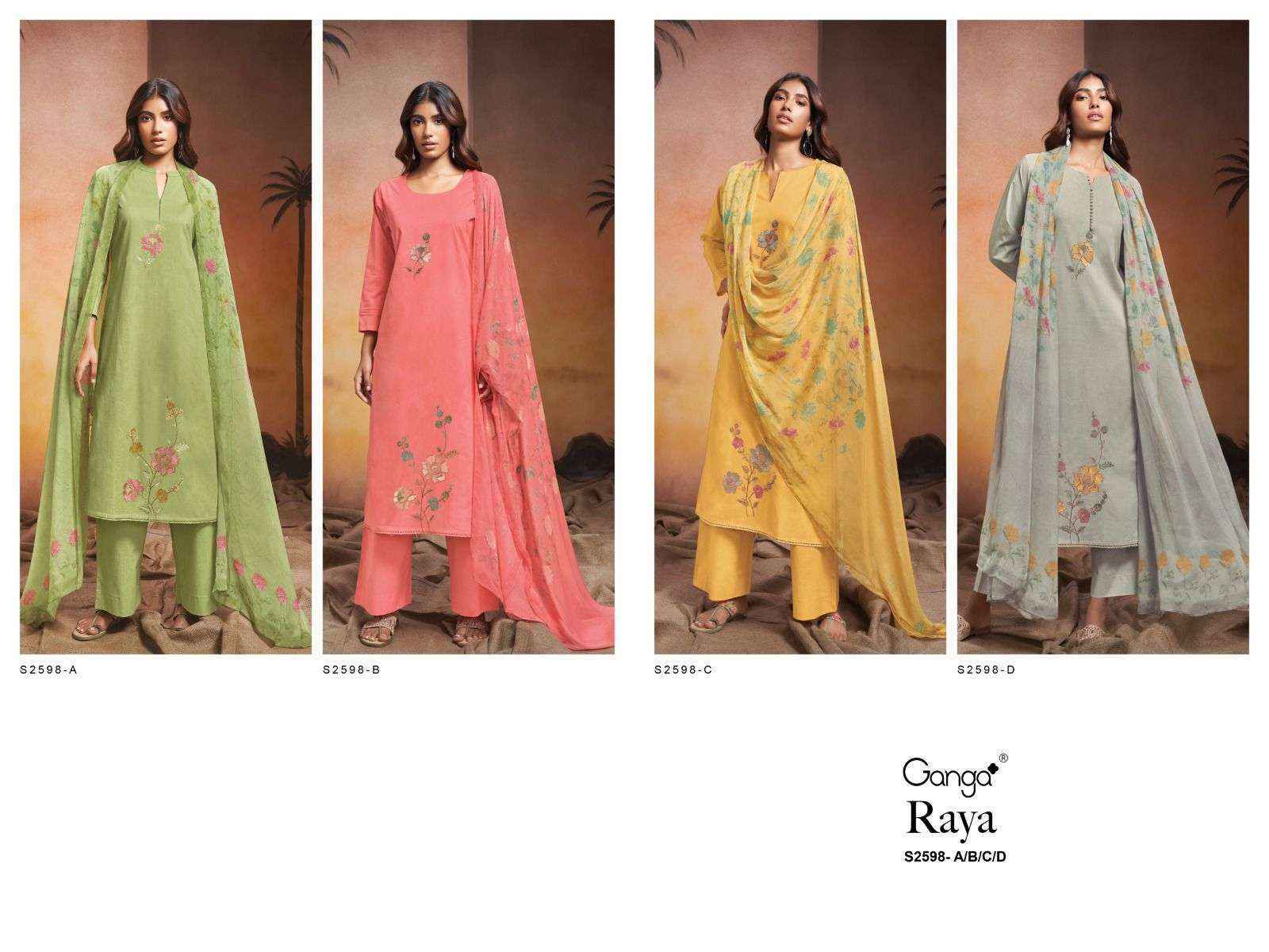 Ganga Fashion Raya-2598 Cotton Dress Material ( 4 pcs catalog )