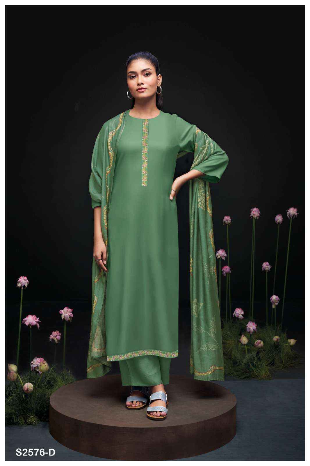 Ganga Fashion Sravya-2576 Cotton Silk Dress Material ( 4 pcs catalog )