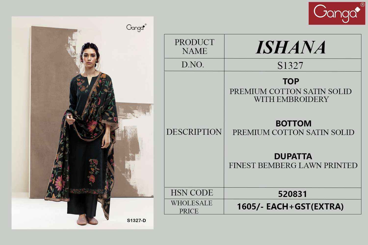 Ganga Ishana 1327 Cotton Dress Material (5 pcs catalog )