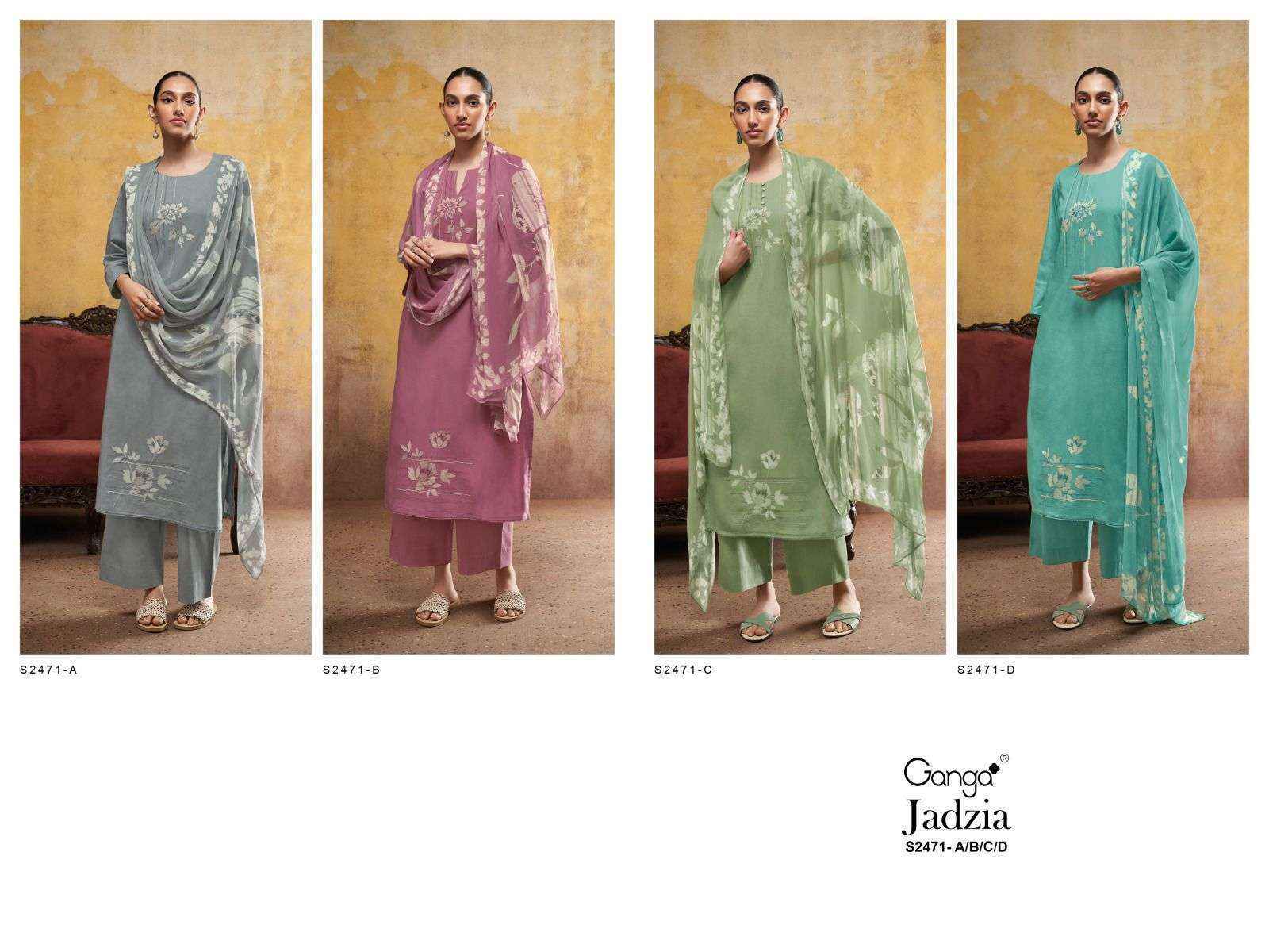 Ganga Jadzia-2471 Pure Cotton Dress Material (04 Pc Catalog)