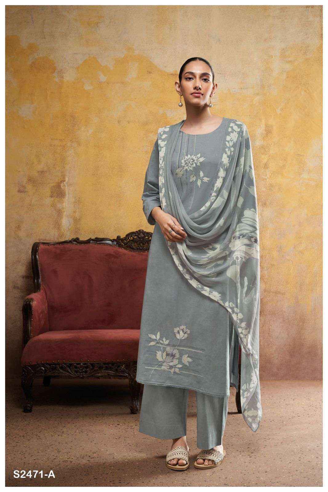 Ganga Jadzia-2471 Pure Cotton Dress Material (04 Pc Catalog)