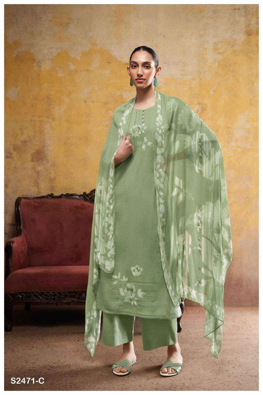 Ganga Jadzia-2471 Pure Cotton Dress Material (04 Pc Catalog)