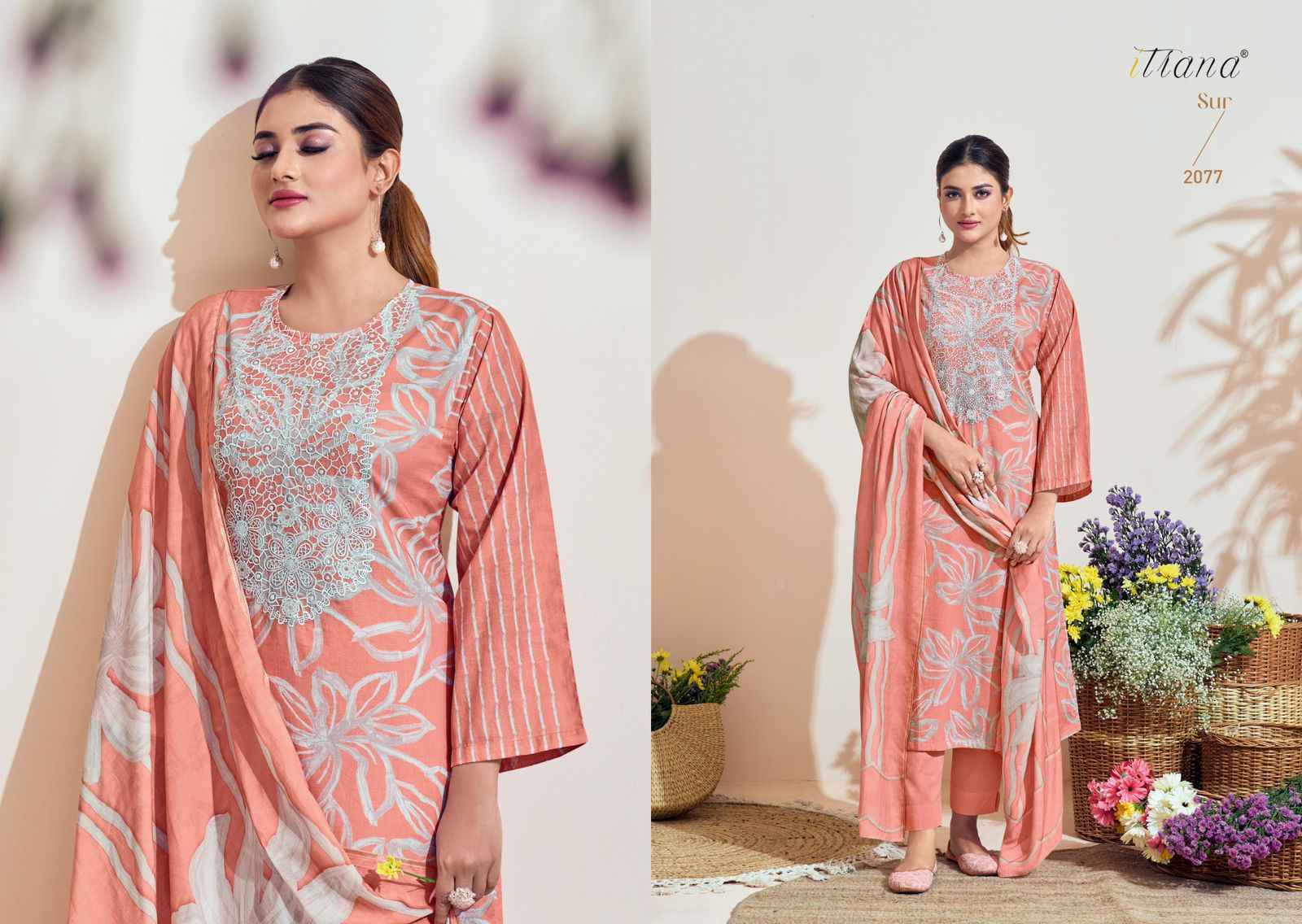 Itrana Sur Pure Cotton Lawn Print Dress Material (6 Pc Catalog)