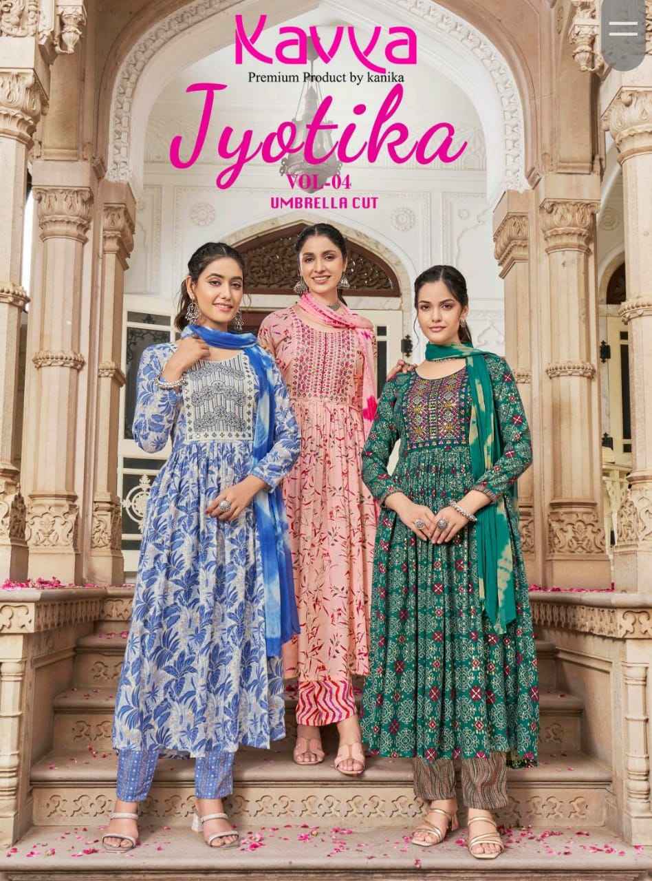 Kavya Jyotika Vol-4 Umbrella Cut Readymade Suit (10 pcs Catalogue)