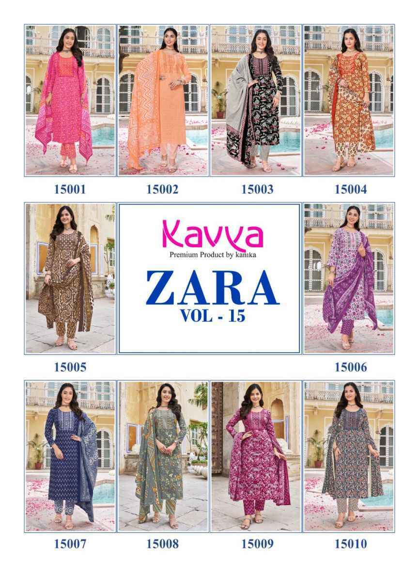 Kavya Zara Vol 15 Readymade Cotton Dress 10 pcs Catalogue