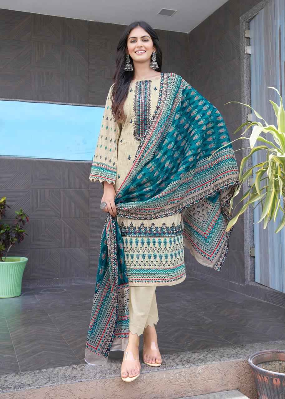 Majesty Bin Saeed Vol-6 Luxury Lawn Collection Dress Material (4 Pc Catalog)