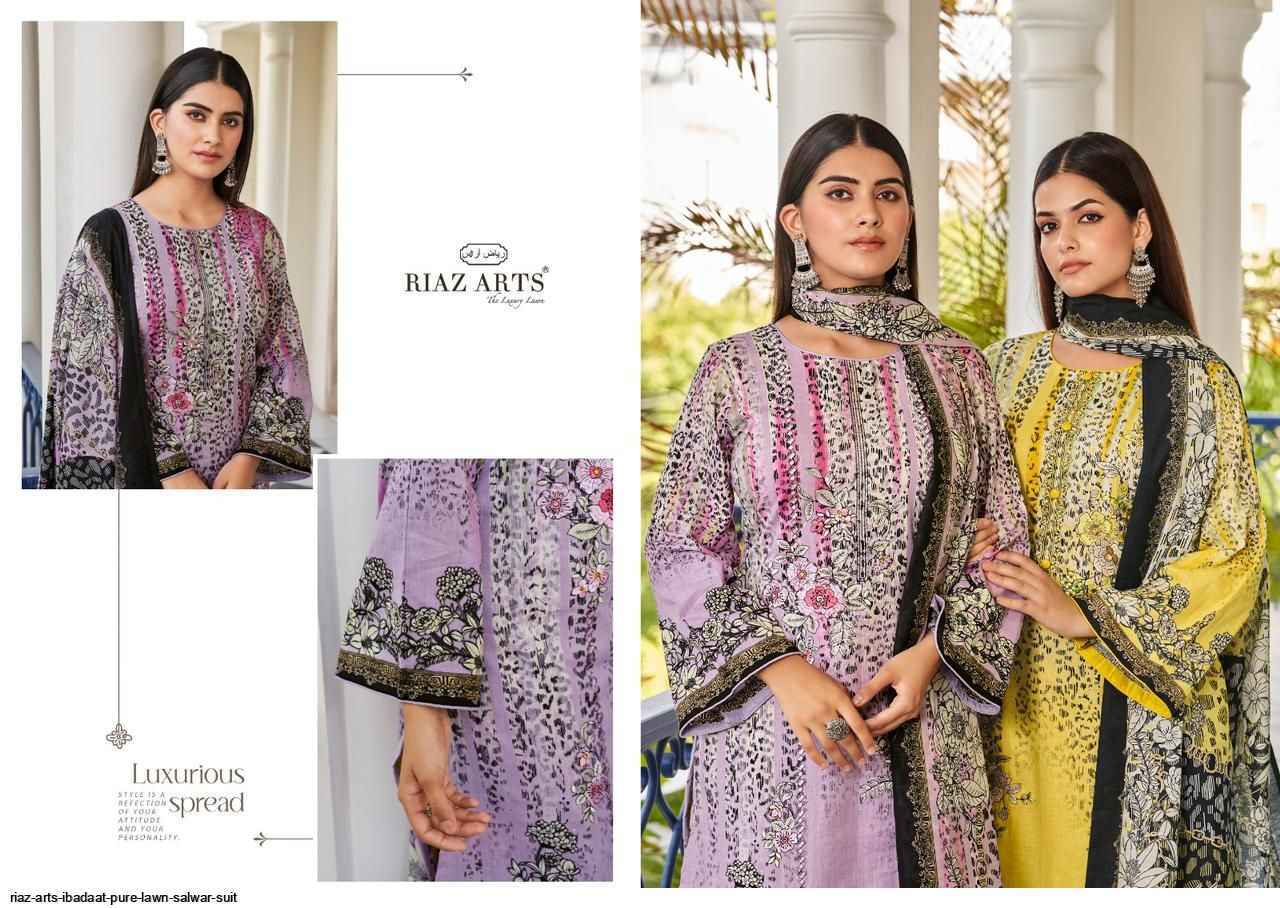 Riaz Arts Ibadat Lawn Dress Material 5 pcs Catalogue