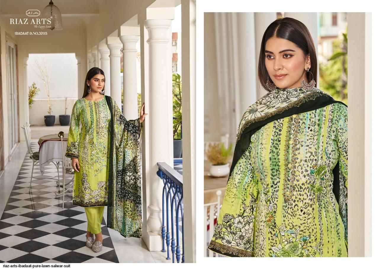 Riaz Arts Ibadat Lawn Dress Material 5 pcs Catalogue