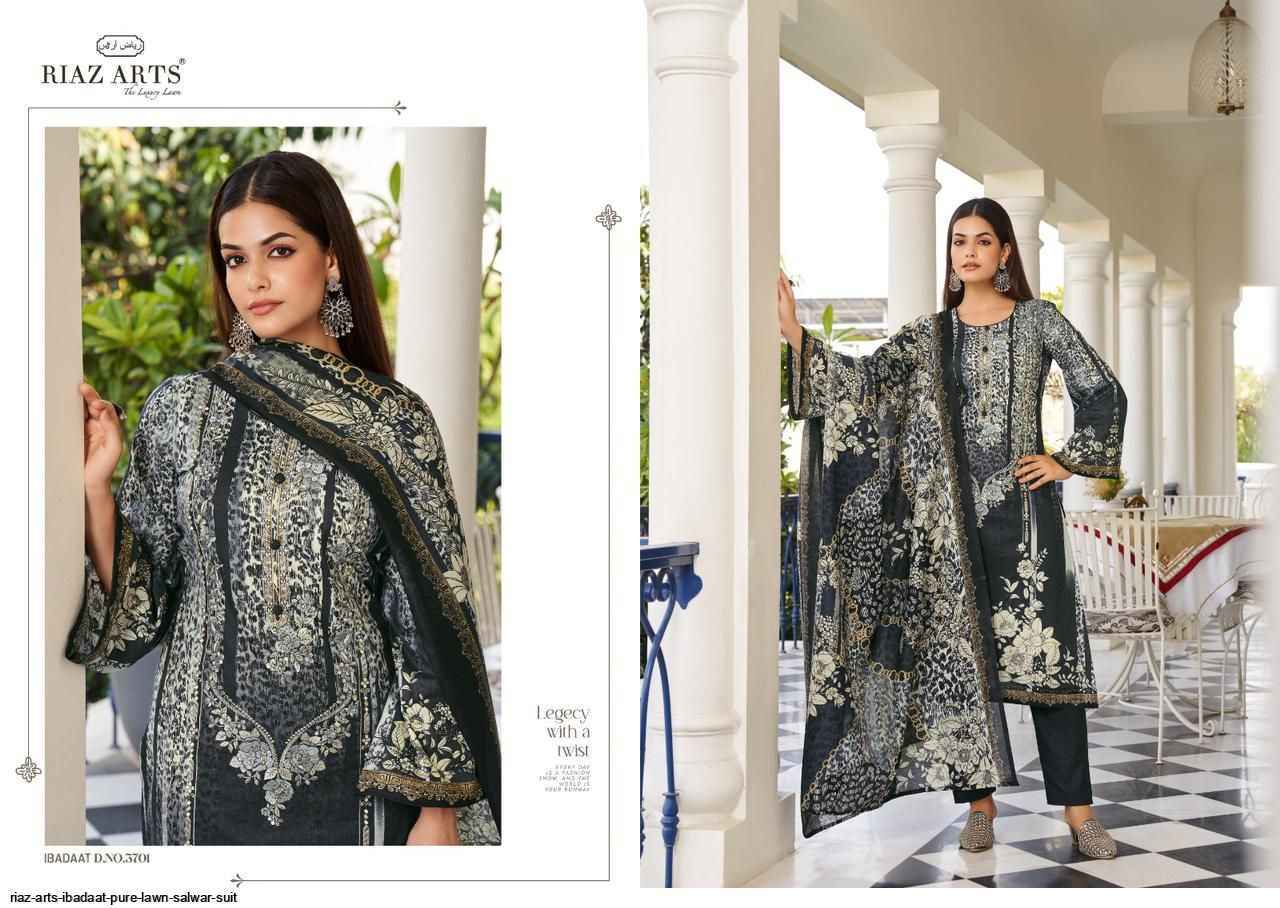 Riaz Arts Ibadat Lawn Dress Material 5 pcs Catalogue