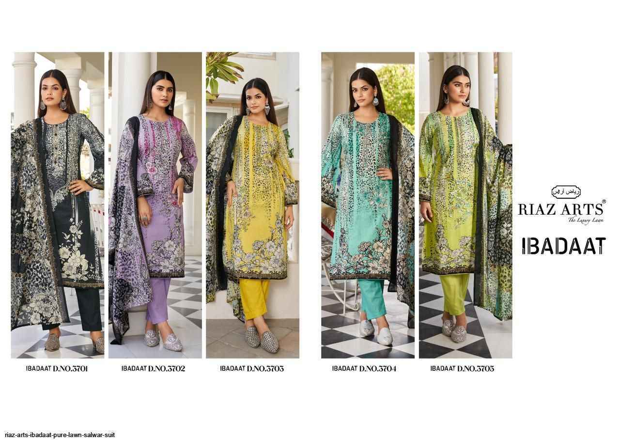 Riaz Arts Ibadat Lawn Dress Material 5 pcs Catalogue