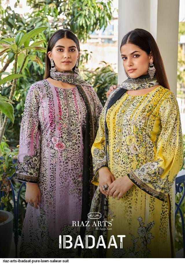 Riaz Arts Ibadat Lawn Dress Material 5 pcs Catalogue