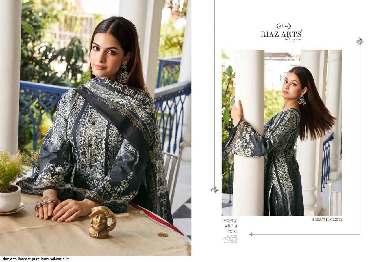 Riaz Arts Ibadat Lawn Dress Material 5 pcs Catalogue