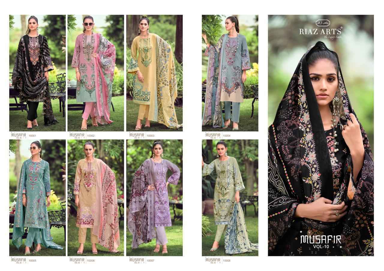 Riaz Arts Musafir Vol-10 Lawn Cotton Dress Material (8 pcs Catalogue)