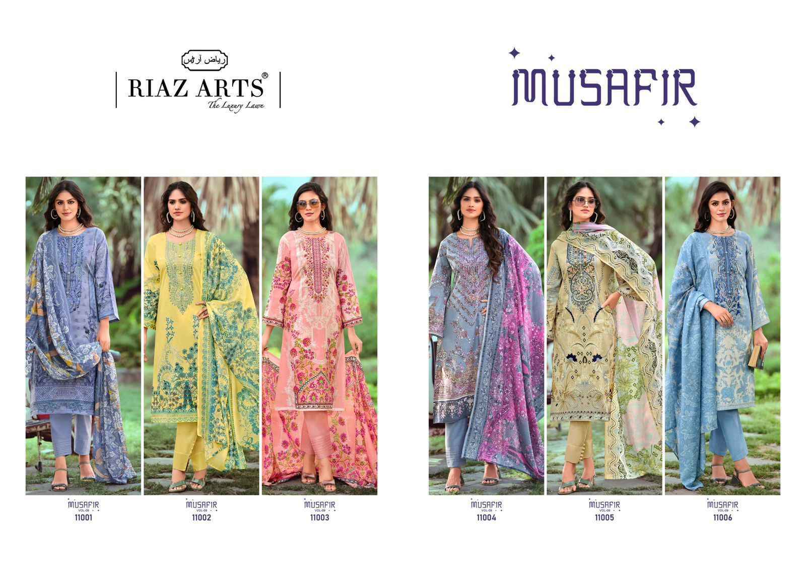 Riaz Arts Musafir Vol-9 Lawn Cotton Dress Material (6 pcs Catalogue)