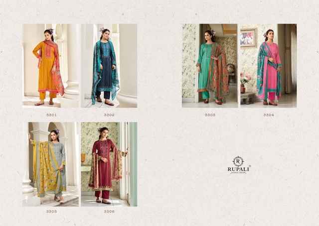 Rupali Fashion Dilkash Jam Satin Dress Material (6 pcs Catalogue)