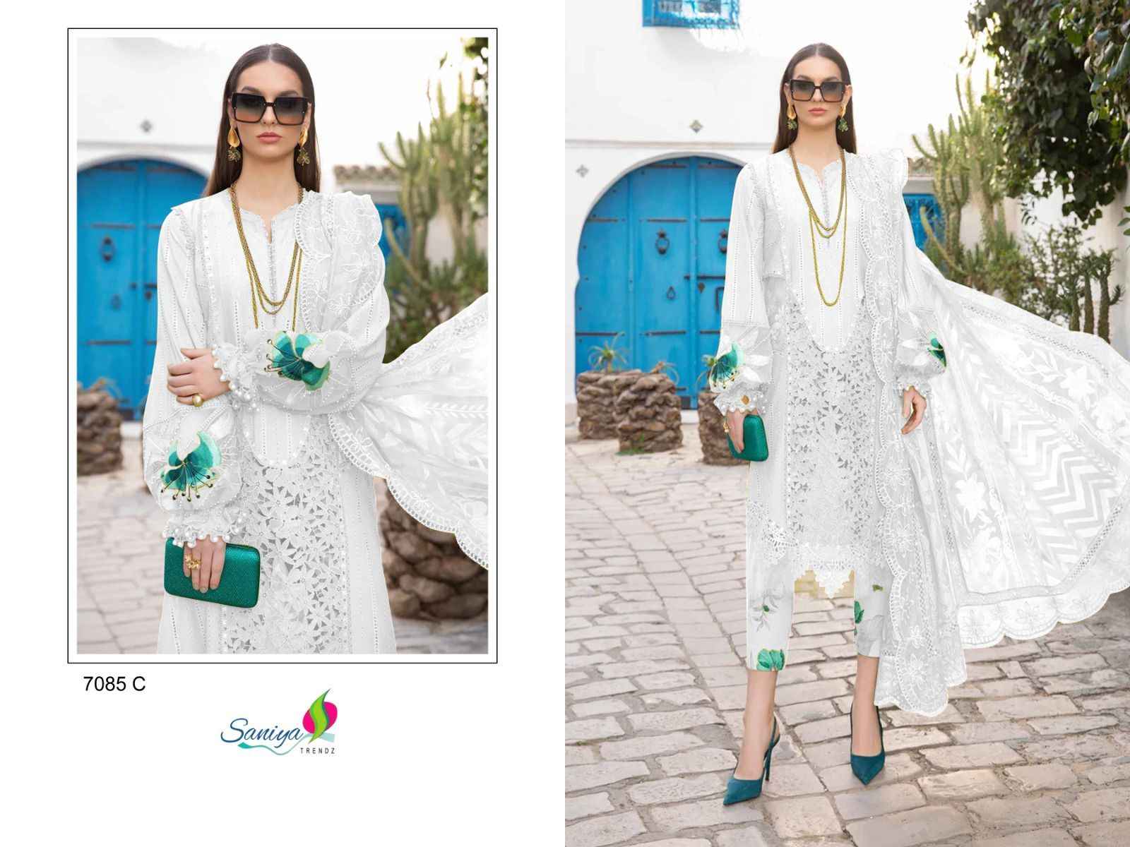 Saniya Trendz D.No.7085 Cotton Dress Material (5 pcs Catalogue)