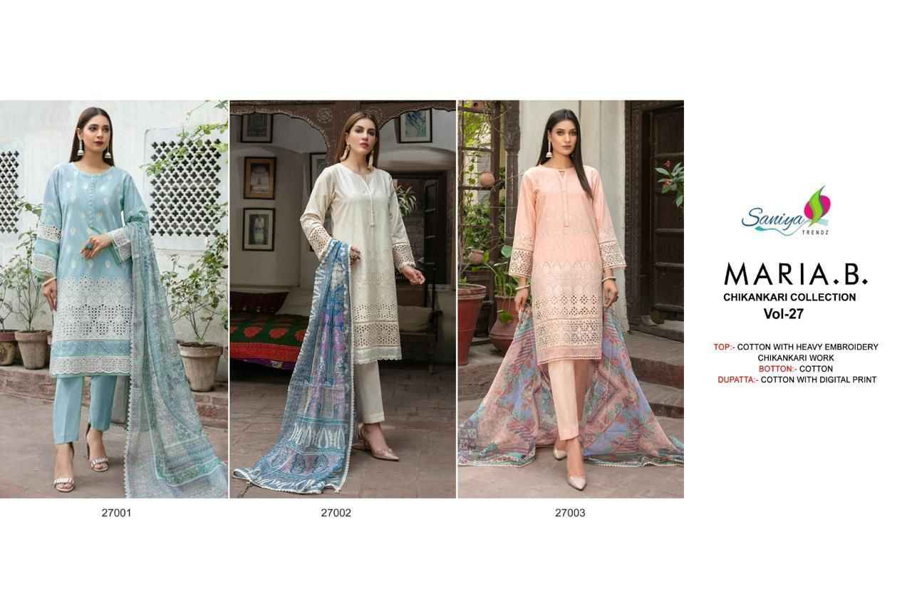 Saniya Trendz Maria.B Vol-27 Cotton Dress Material (3 pcs Catalogue)