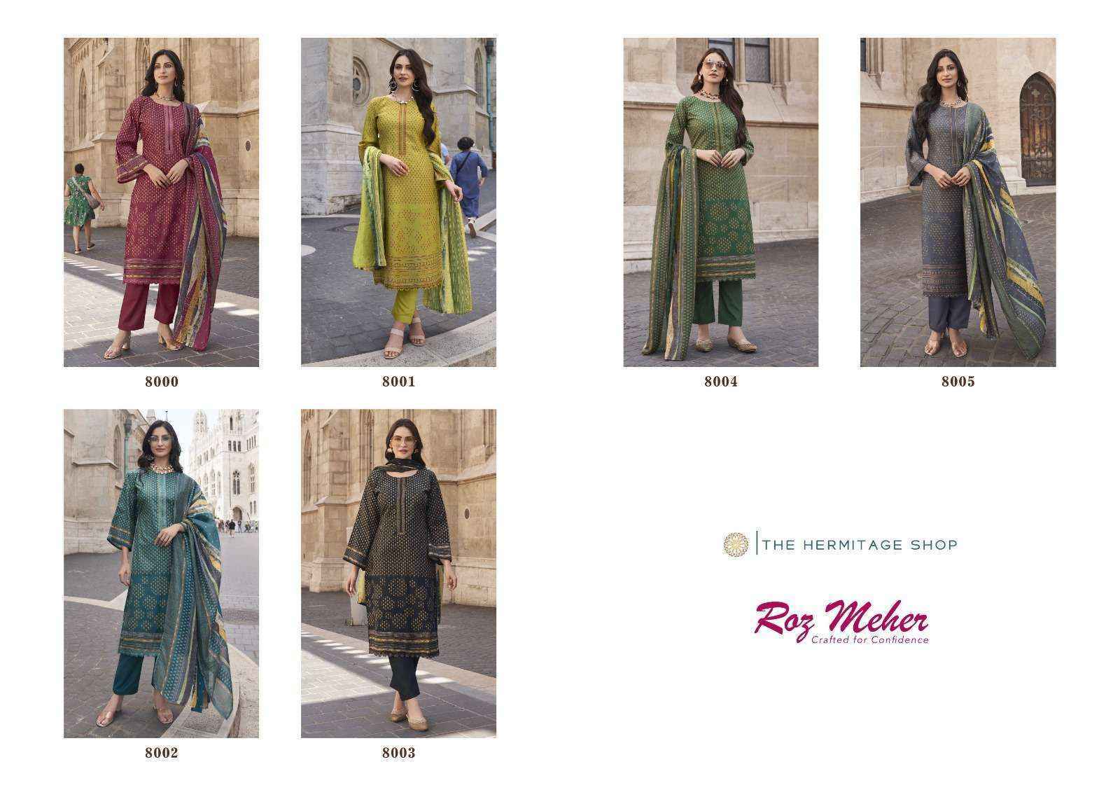 The Hermitage Shop Roz Meher Lawn Dress Material 6 pcs Catalogue