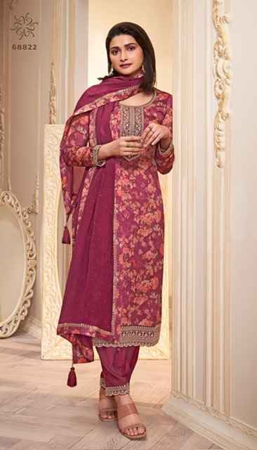 Vinay Kuleesh Pahal Chinon Dress Material (6 pcs Catalogue)