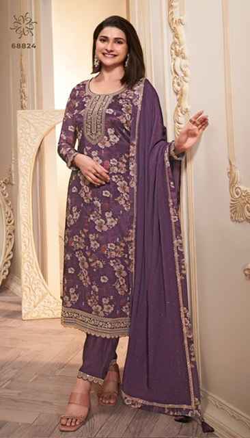 Vinay Kuleesh Pahal Chinon Dress Material (6 pcs Catalogue)