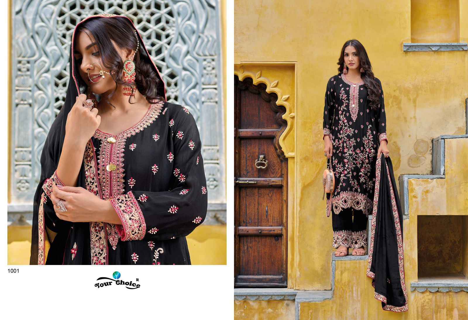 Your Choice Bin Saeed Pure Semi Chinon Dress Material (2 Pc Catalog)