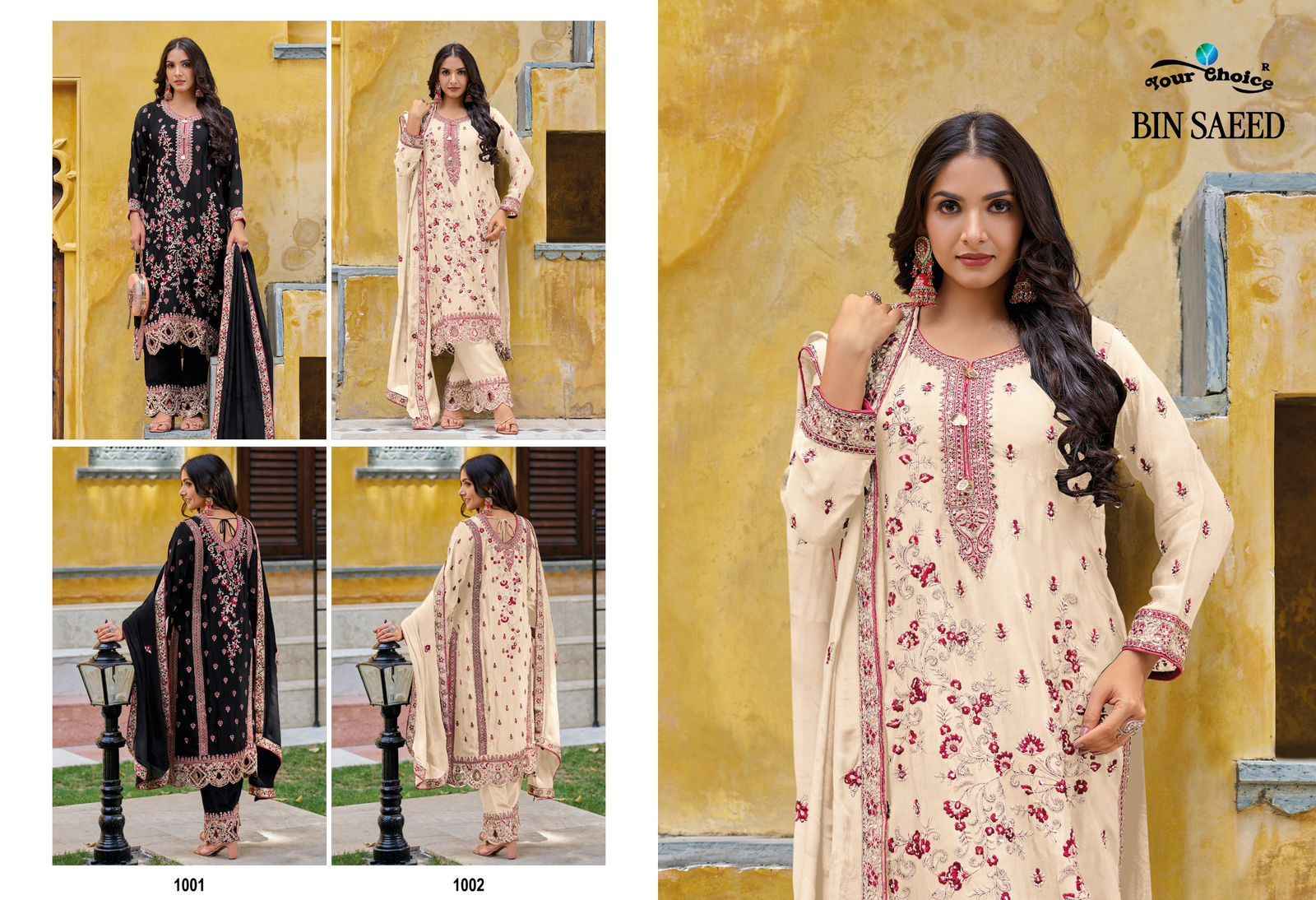 Your Choice Bin Saeed Pure Semi Chinon Dress Material (2 Pc Catalog)