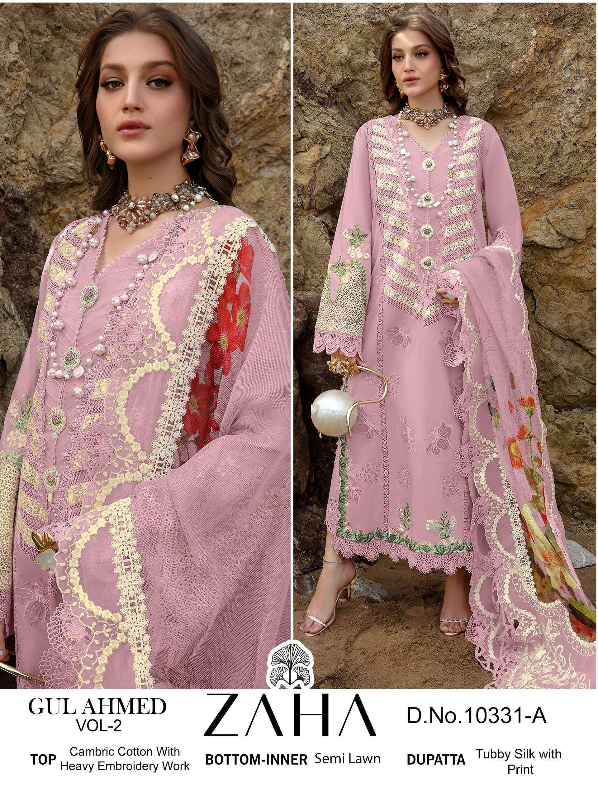 Zaha Gul Ahmed Vol-2 Cambric Cotton Dress Material (4 pcs Catalogue)