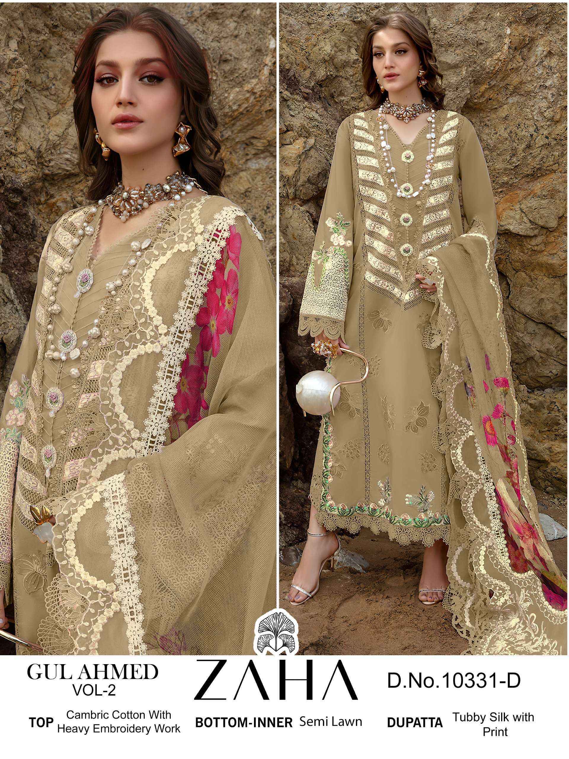 Zaha Gul Ahmed Vol-2 Cambric Cotton Dress Material (4 pcs Catalogue)