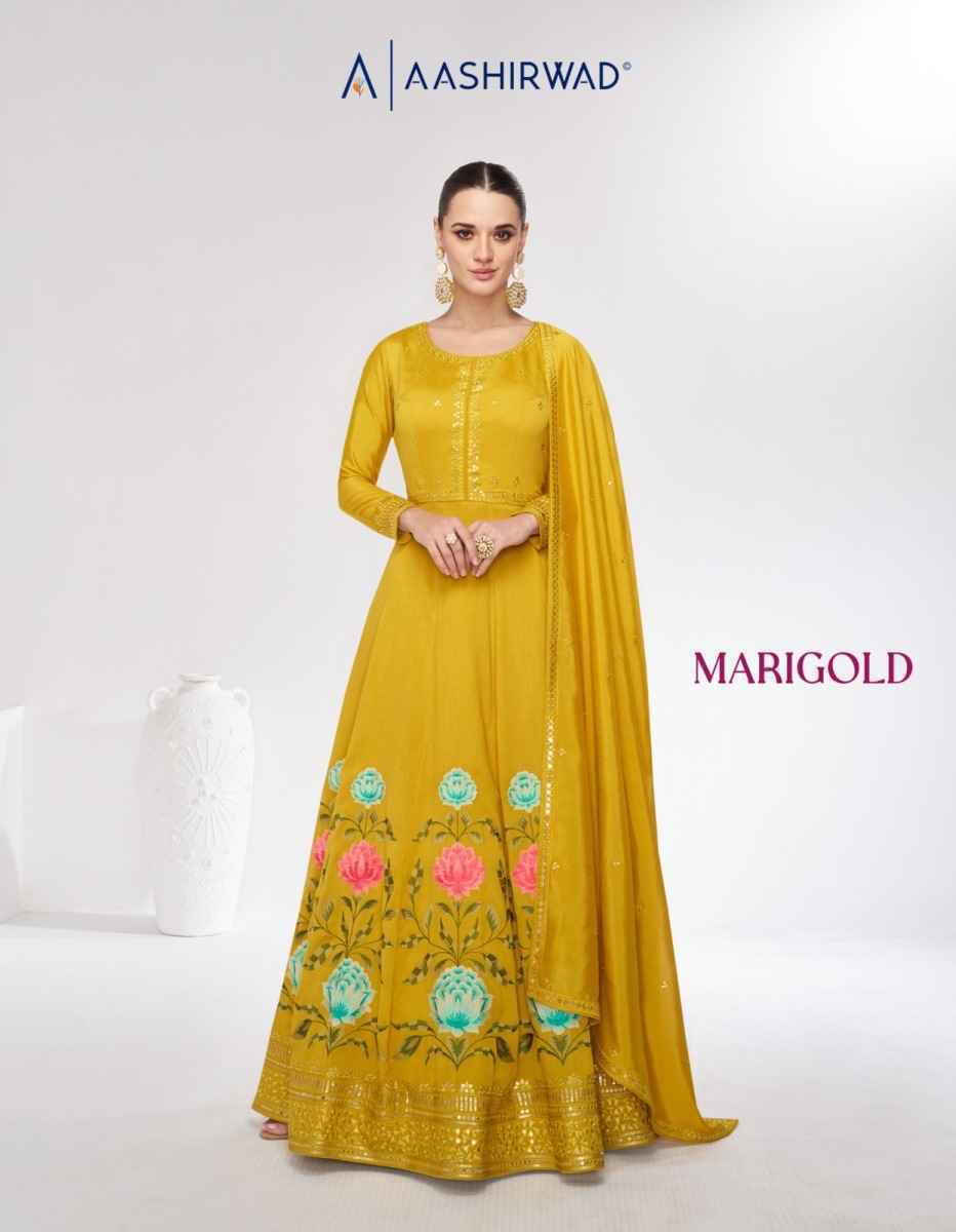 Aashirwad Creation Marigold Premium Silk Readymade Dress (2 pcs Catalogue)