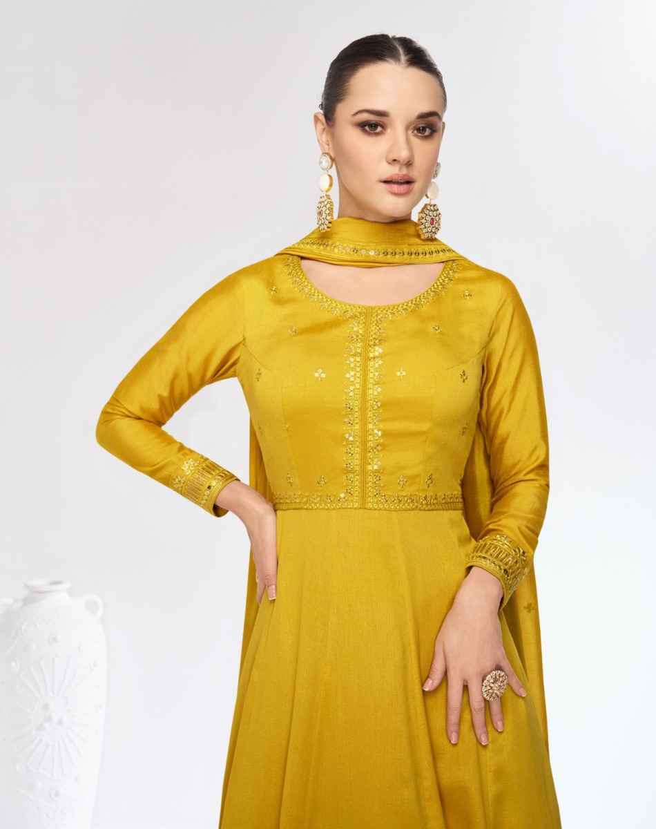 Aashirwad Creation Marigold Premium Silk Readymade Dress (2 pcs Catalogue)