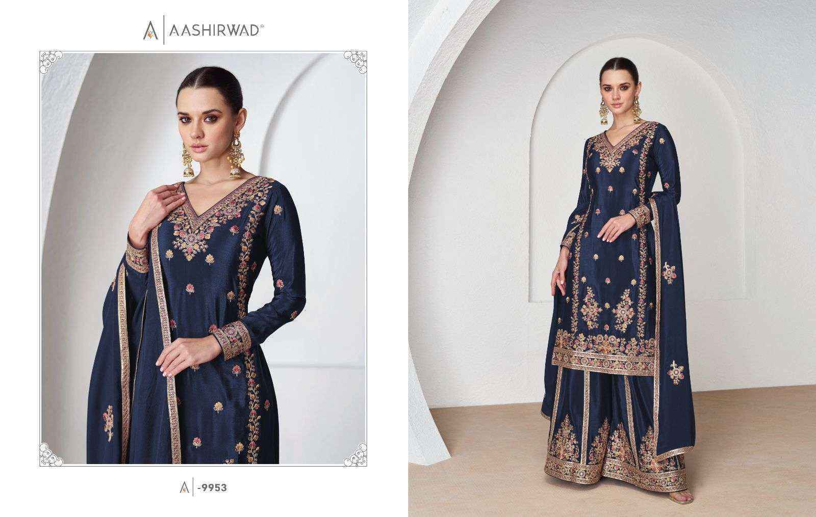 Aashirwad Creation Nazrana Readymade Chinon Dress (4 pcs Catalogue)