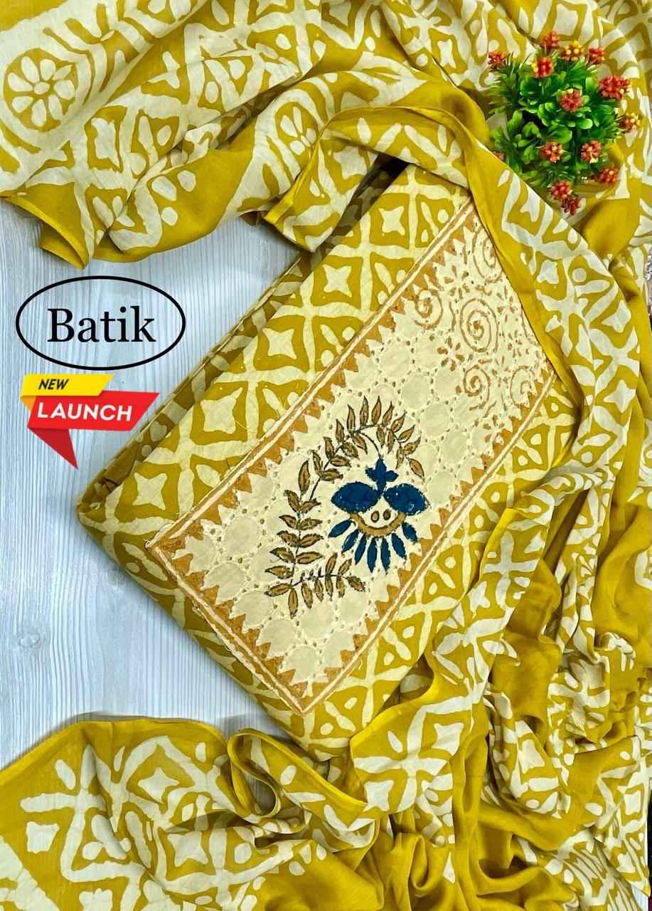 Cotton Batik Non Catalog Dress Material (4 Pc Catalog)