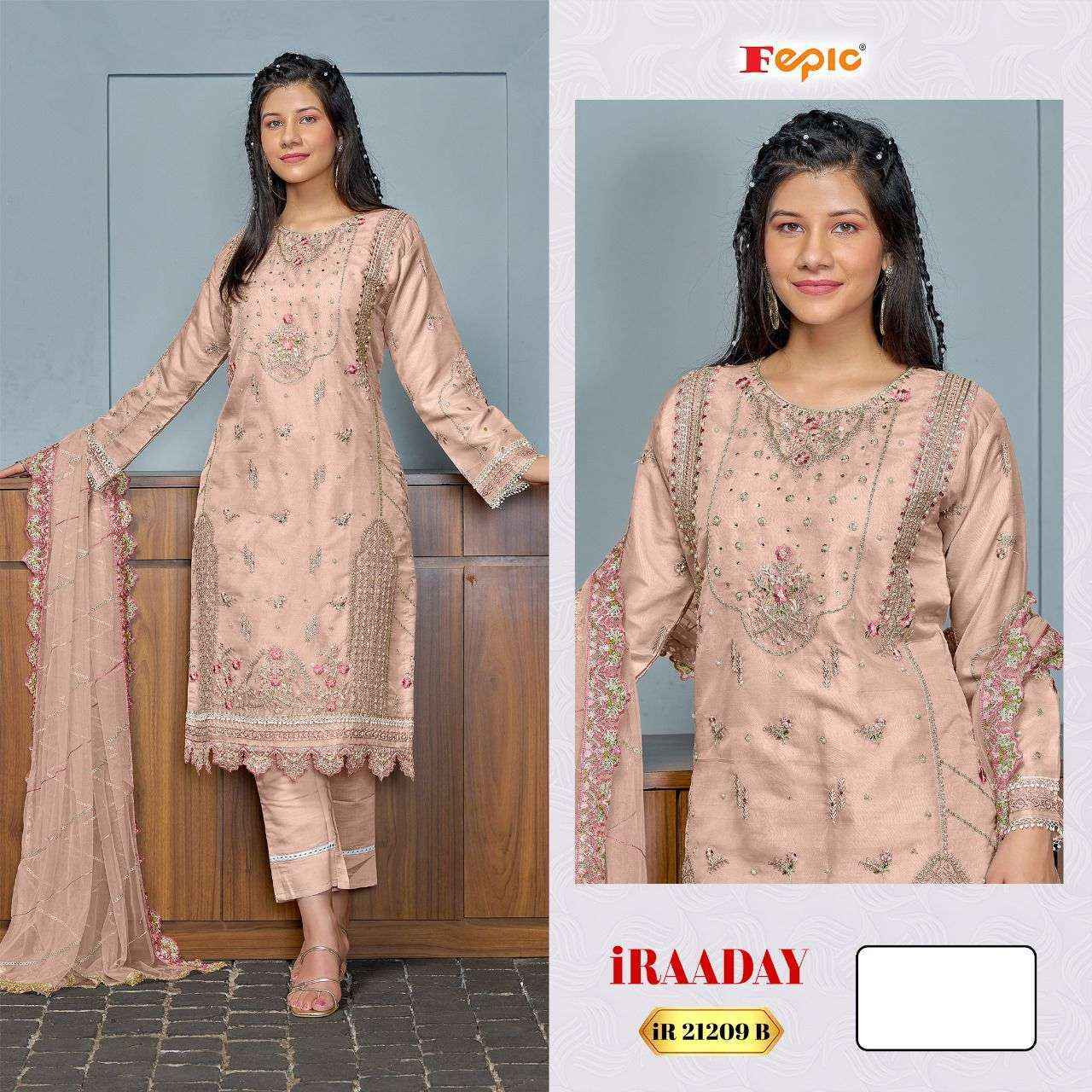 Fepic Iraaday IR-21209 Organza Dress Material (3 pcs Catalogue)