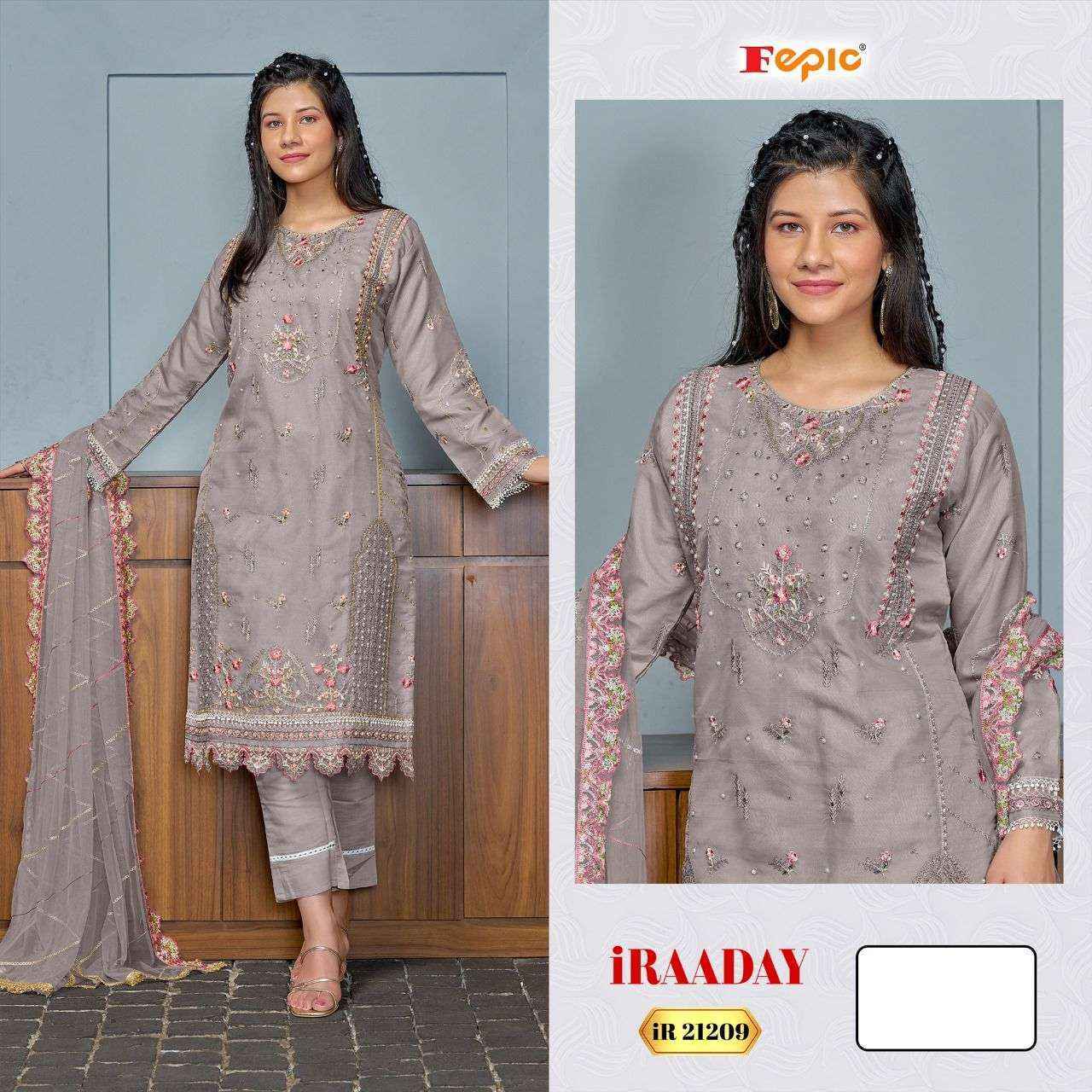 Fepic Iraaday IR-21209 Organza Dress Material (3 pcs Catalogue)