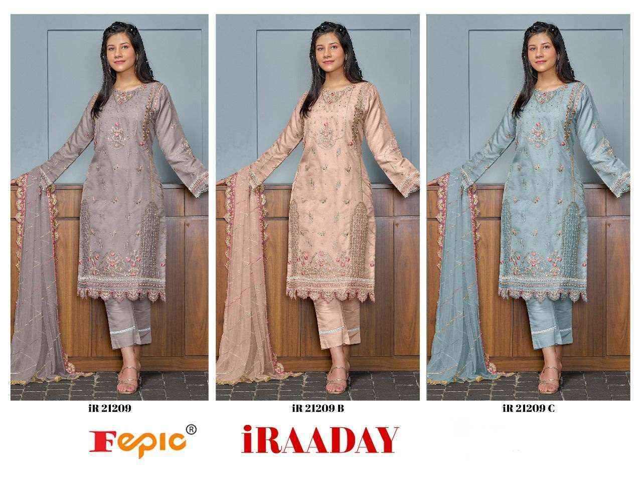 Fepic Iraaday IR-21209 Organza Dress Material (3 pcs Catalogue)