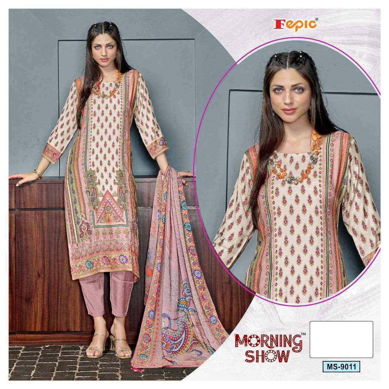 Fepic Morning Show Ms 9011 Muslin Readymade Suit (3 pcs Catalogue)