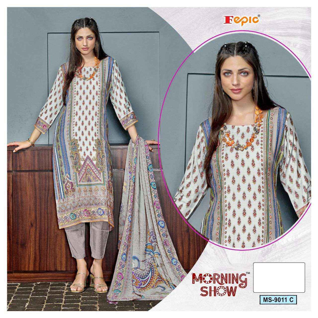 Fepic Morning Show Ms 9011 Muslin Readymade Suit (3 pcs Catalogue)